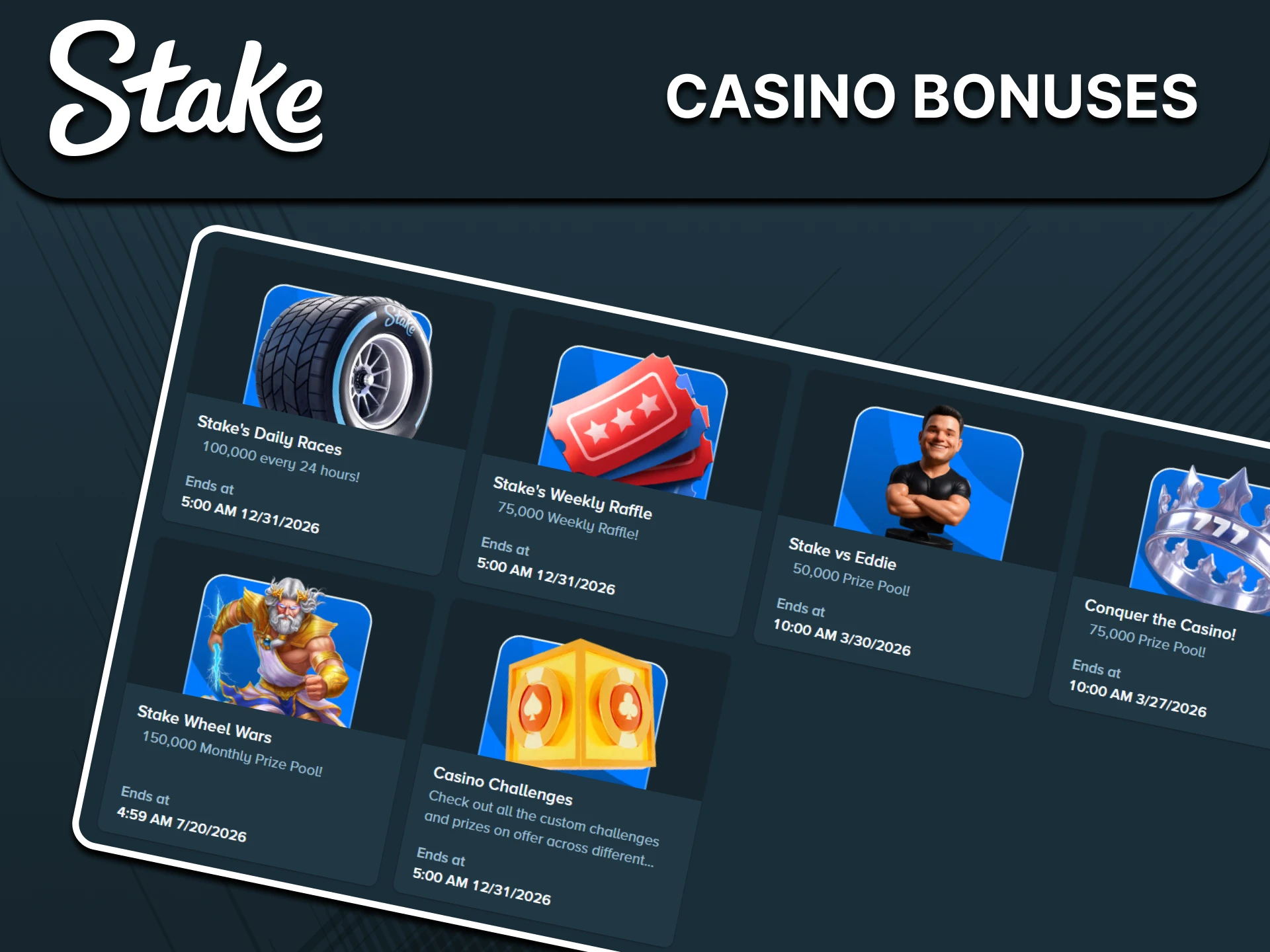 Stake has prepared bonuses for casino games.
