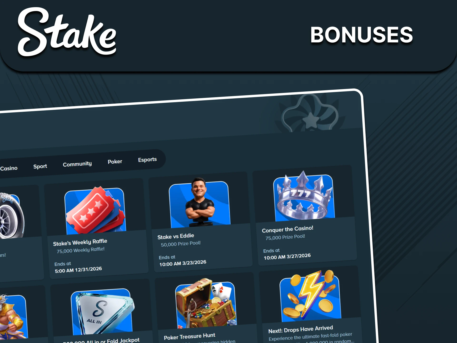 You will receive bonuses for live casino games at Stake.