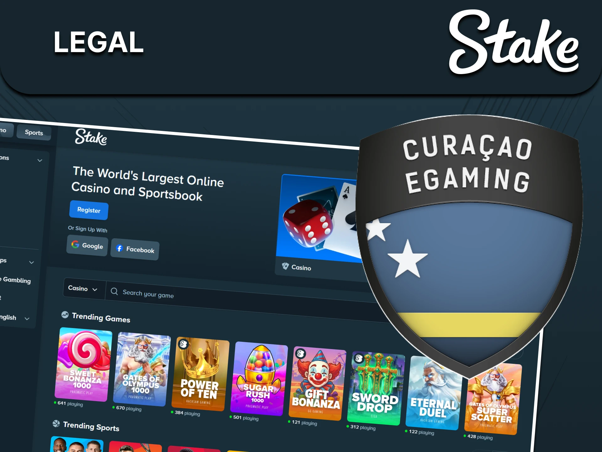 The Stake website has a special license.