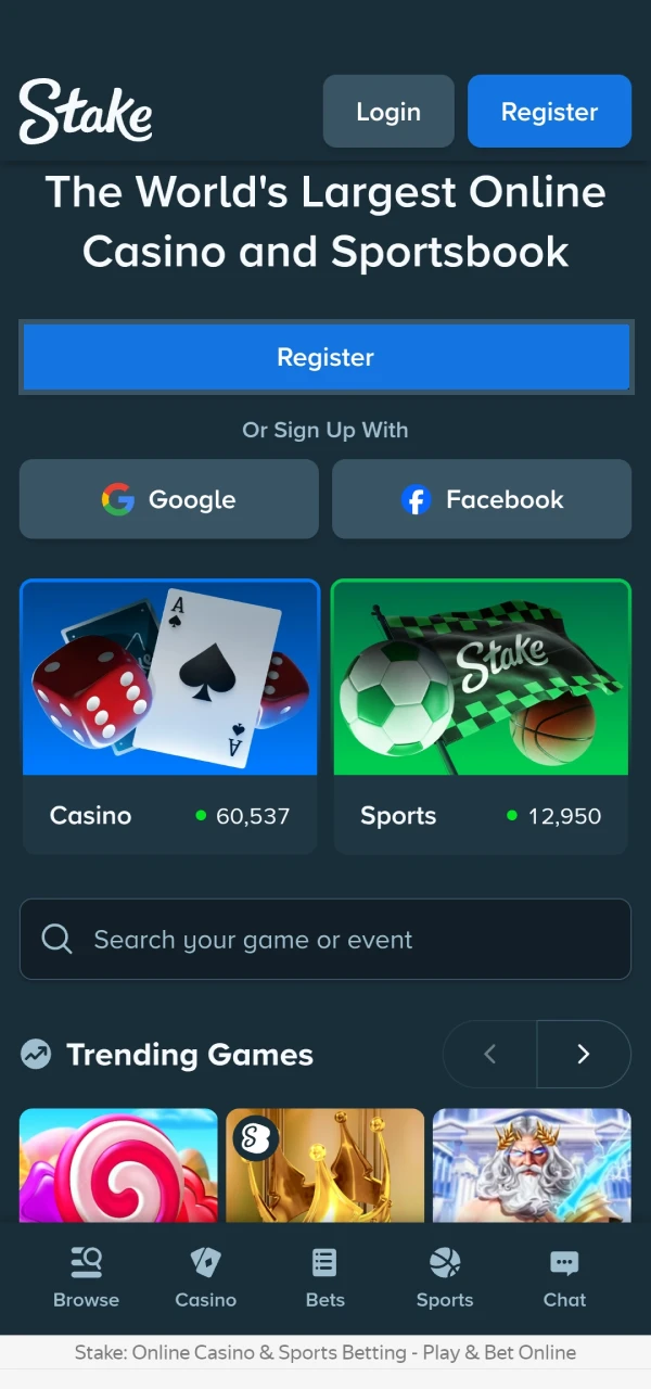 Start registration by opening the Stake app.