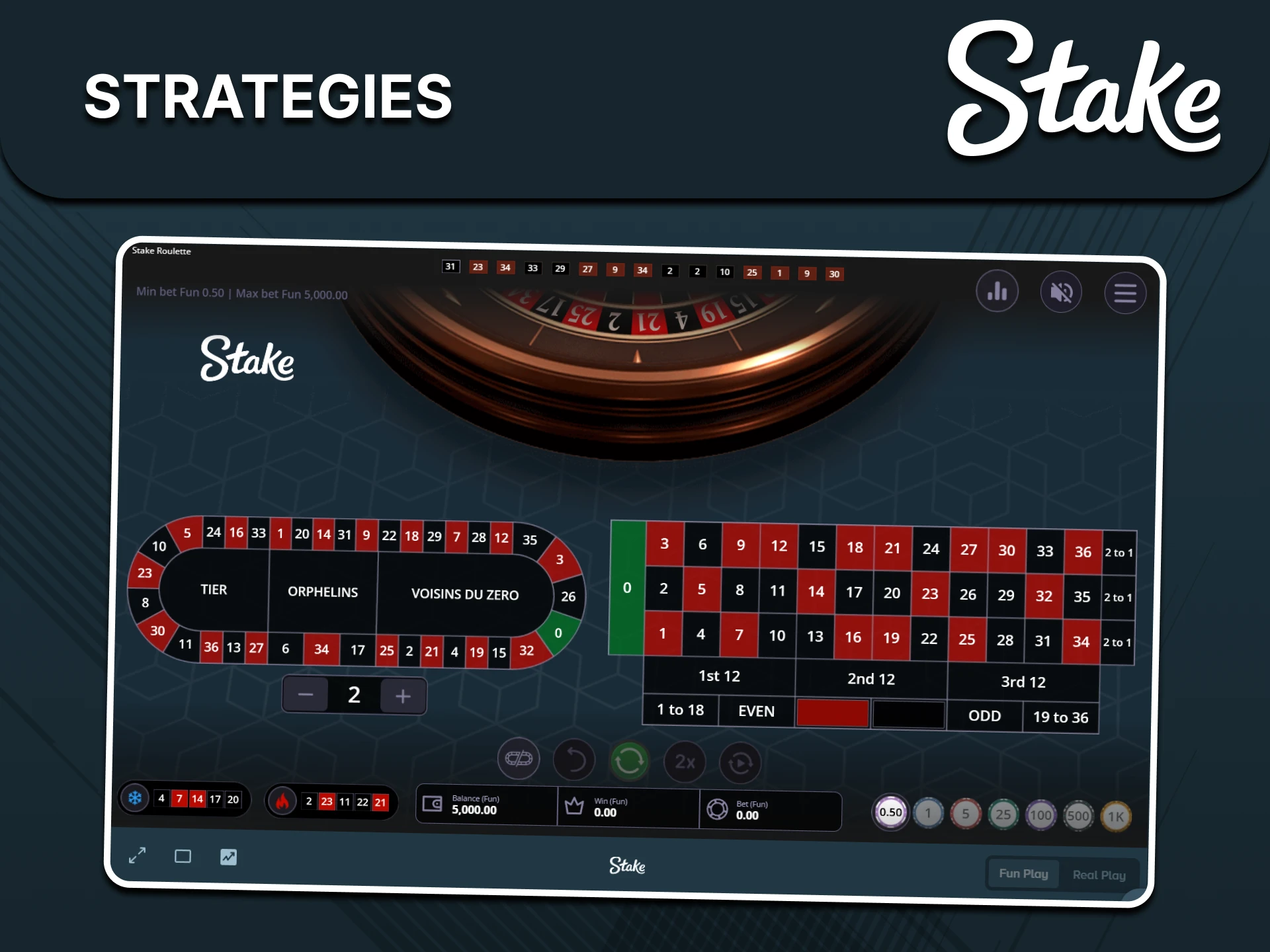 Learn the best strategies for winning at roulette at Stake.