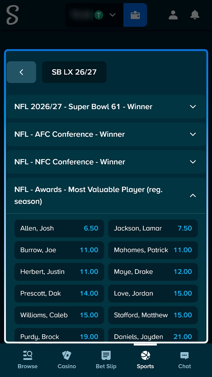 Picking from various football betting markets at Stake.