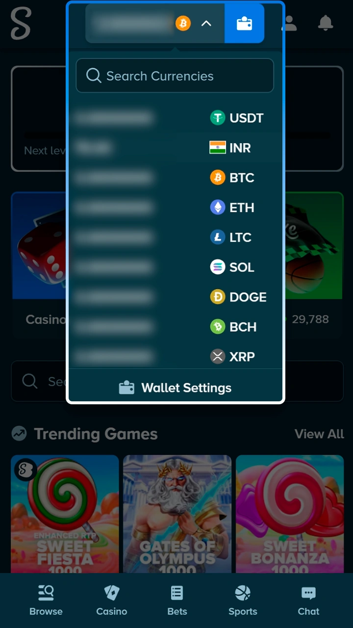 Funding your Stake balance using UPI or cryptocurrency.