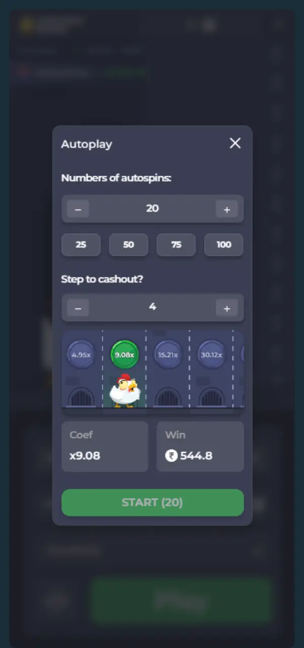 Cash out your win timely during the Stake Chicken Road game round.