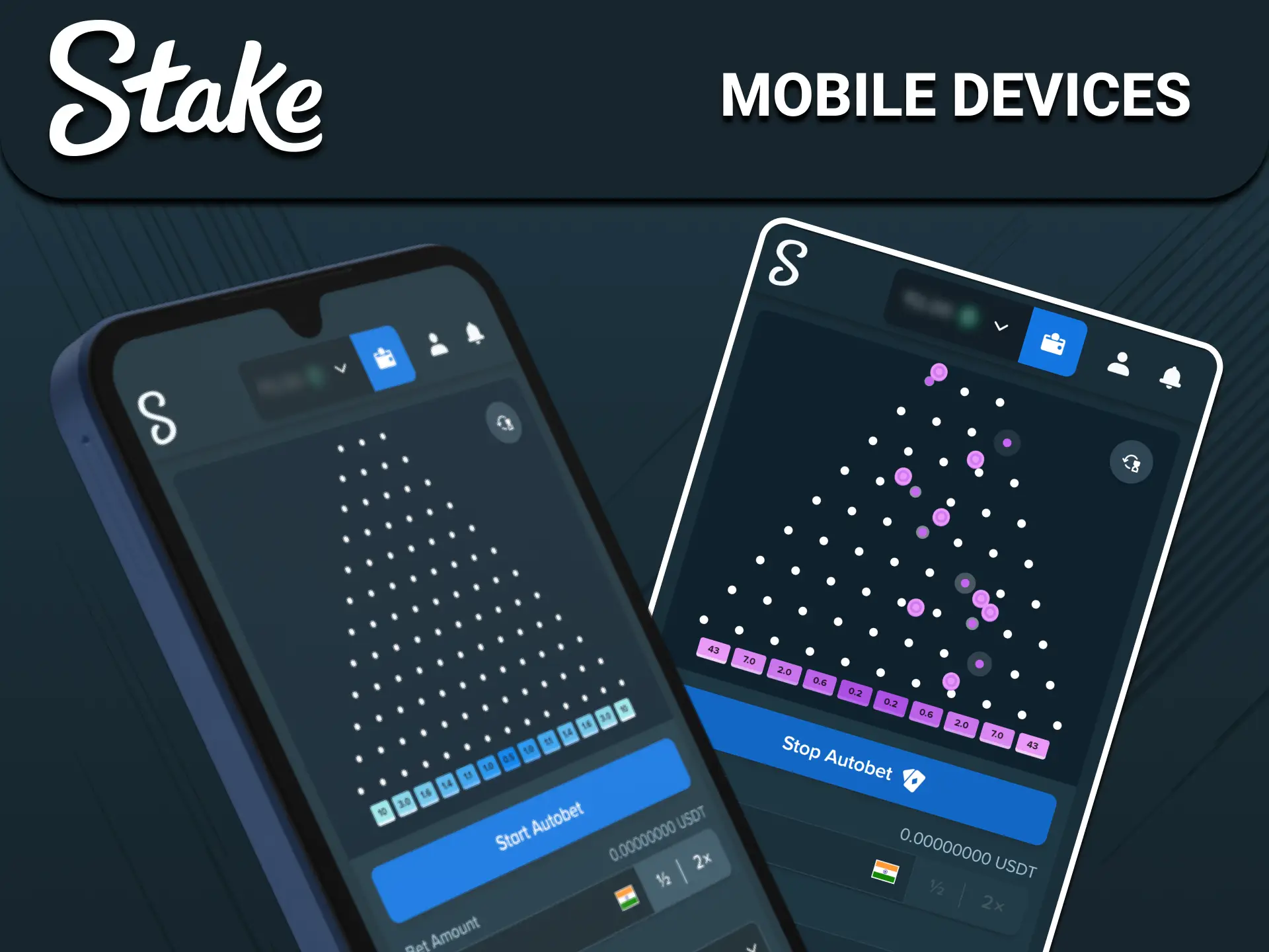 Play the mobile version of the Stake plinko game on any smartphone.